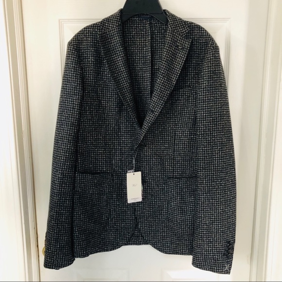 Mango Other - NWT MANGO hounds tooth wool gray blazer Size 38